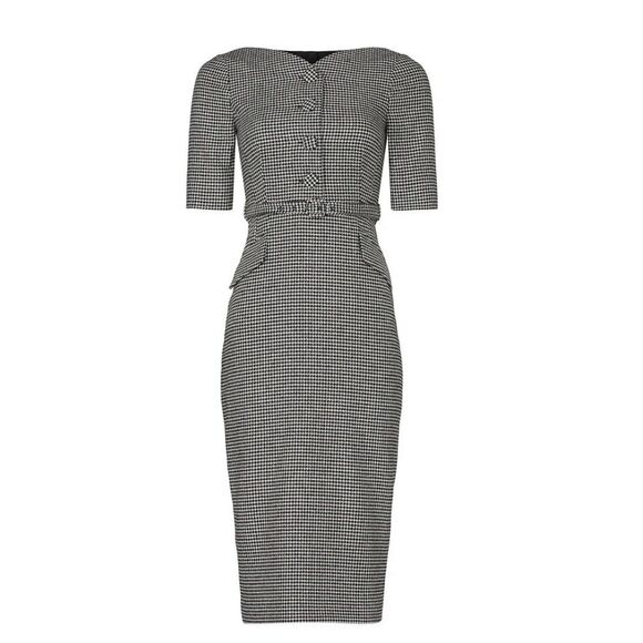 L.K. Bennett Nina Houndstooth Heart Dress Size 12 MSRP: $398 - Picture 1 of 11